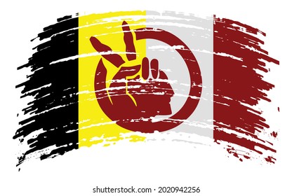 American Indian Movement Flag In Grunge Brush Stroke, Vector Image