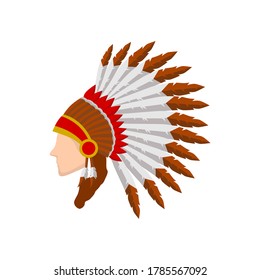 american indian, native indian vector illustration. flat design. isolated background. united states of america.