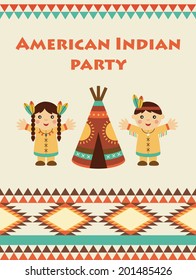 american indian party card design. vector illustration