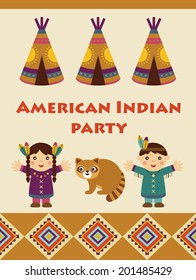 american indian party card design. vector illustration