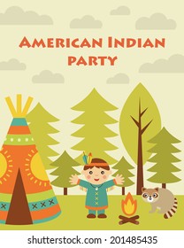 american indian party card design. vector illustration