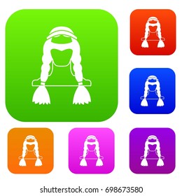American indian set icon in different colors isolated vector illustration. Premium collection