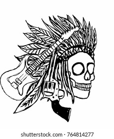 American indian skull graphic design vector art