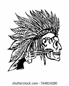 American indian skull graphic design vector art