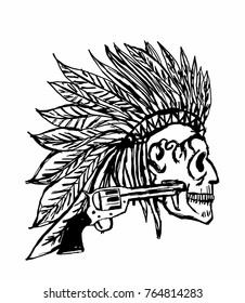American indian skull graphic design vector art