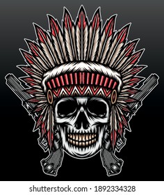 American indian skull head. Premium vector