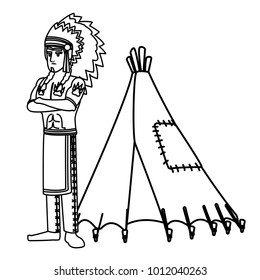 American indian with tent