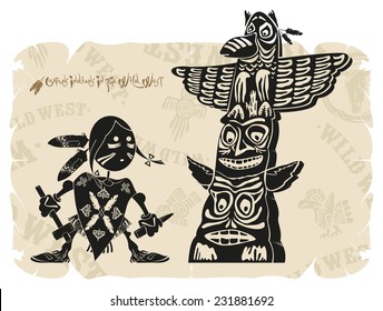 American Indian and totem, vector