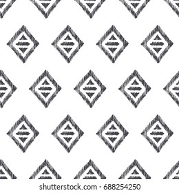 American indian tribal ornaments. Vector seamless pattern. Hand drawn abstract geometrical texture
