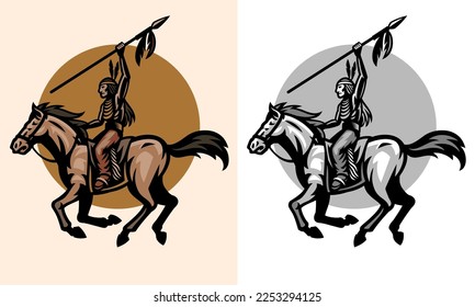 American Indian Tribe Warrior Riding The Horse