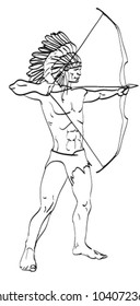 American Indian in a vector with a bow