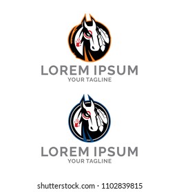 American Indian War Horse Logo Template. Suitable For All Sport Or Strong Theme Company Or Product