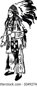 American indian warior. Vector illustration isolated on background.