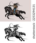 American Indian Warrior Archer Riding Horse