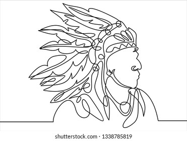 american indian-continuous line drawing 