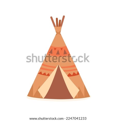 American Indians tent, native teepee vector illustration. Cartoon isolated tribal wigwam with pattern for kids, Indian tipi house for apache tribe, summer traditional hut for old camp in America