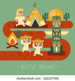 American Indians : Vector Illustration