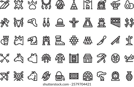 American indigenous icons High-Quality Vector Icons Collection with Editable Stroke. Ideal for Professional and Creative Projects