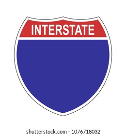 American Interstate blank highway sign, blank template sign, vector illustration.