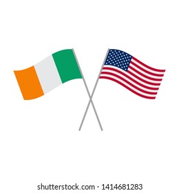 American and Irish flags vector isolated on white background