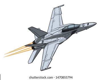 American jet fighter aircraft. Vector freehand draw