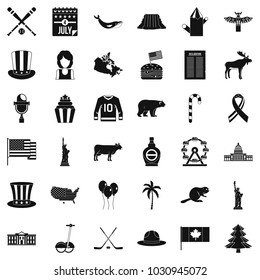 American journey icons set. Simple set of 36 american journey vector icons for web isolated on white background