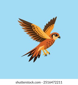 O "pássaro American Kestrel em voo para a arte vetorial de caça" mostra o movimento dinâmico de um peneireiro em modo de caça, renderizado em forma vetorial detalhada, perfeito para a natureza e projetos de vida selvagem.