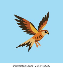 O "pássaro American Kestrel em voo para a arte vetorial de caça" mostra o movimento dinâmico de um peneireiro em modo de caça, renderizado em forma vetorial detalhada, perfeito para a natureza e projetos de vida selvagem.