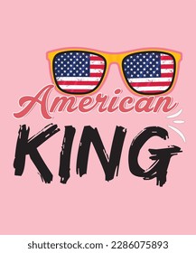 American king t-shirt design, 4th July 