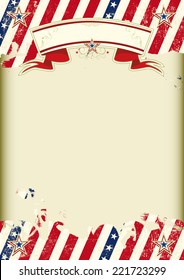 American kraft poster. American dirty poster with a large empty kraft paper frame for your message