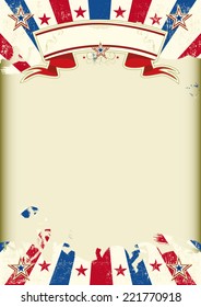 American kraft sunbeams poster. American dirty poster with a large empty kraft paper frame for your message