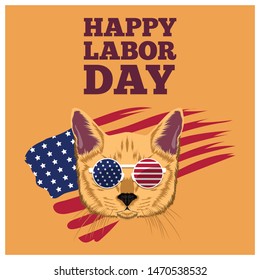 American Labor Day Greeting Card for Cat Lovers