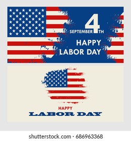 American Labor day greeting card vector illustration.