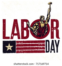 American Labor Day Propaganda Elements. Isolated artwork object. Suitable for and any print media need.