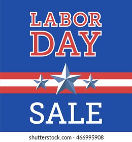 American Labor Day Sale banner with stars, United States of America.