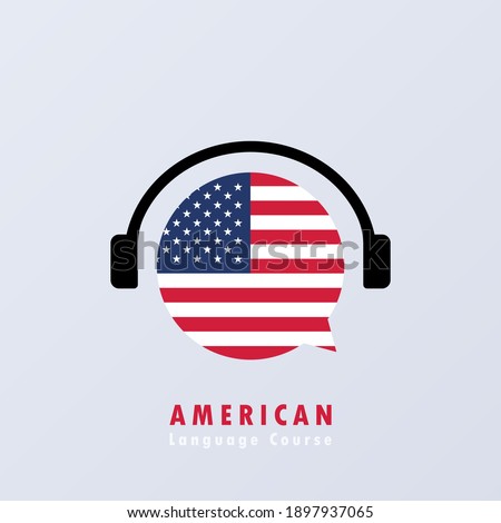 American language course banner. Learning foreign language. Creative english class fluent concept speak test and grammar. Vector EPS 10. Isolated on background