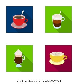 American, late, irish, cappuccino.Different types of coffee set collection icons in flat style vector symbol stock illustration web.