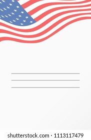 American leaflet template. Greeting card with a space for a text
