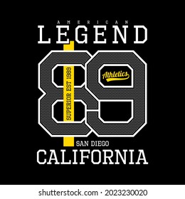 american legend 89 typography design for tee shirt vector illustration
