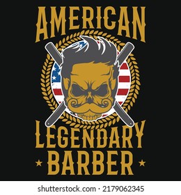 American legendary barber t-shirt design