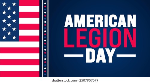 amerikanische Legion Tag Hintergrund oder Banner Design-Vorlage. Urlaubskonzept. Vorlage für Hintergrund, Banner, Karte, Poster, Plakat, Designvorlage mit einzigartigen Formen mit Standardfarbe.