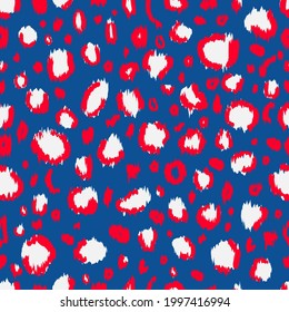 Blue leopard seamless pattern . Animal print. Vector background