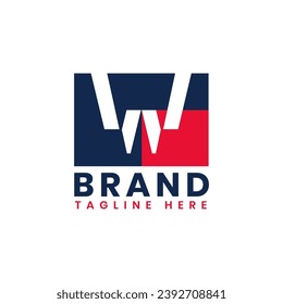 American Letter W Logo Design, Initial Political and Patriotic W Logo Template