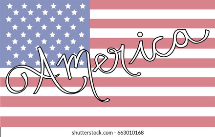 American Lettering on Flag