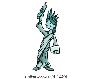 American Liberty Statue Caricature  - Independence Day Spirit