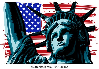 the american Liberty Statue Icon vector Illustration