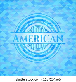 American light blue emblem with mosaic background