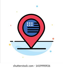 American, Location, Map, Sign Abstract Flat Color Icon Template