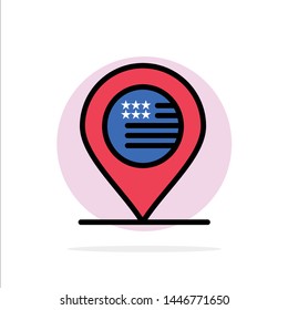 American, Location, Map, Sign Abstract Circle Background Flat color Icon