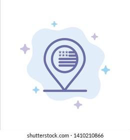 American, Location, Map, Sign Blue Icon on Abstract Cloud Background